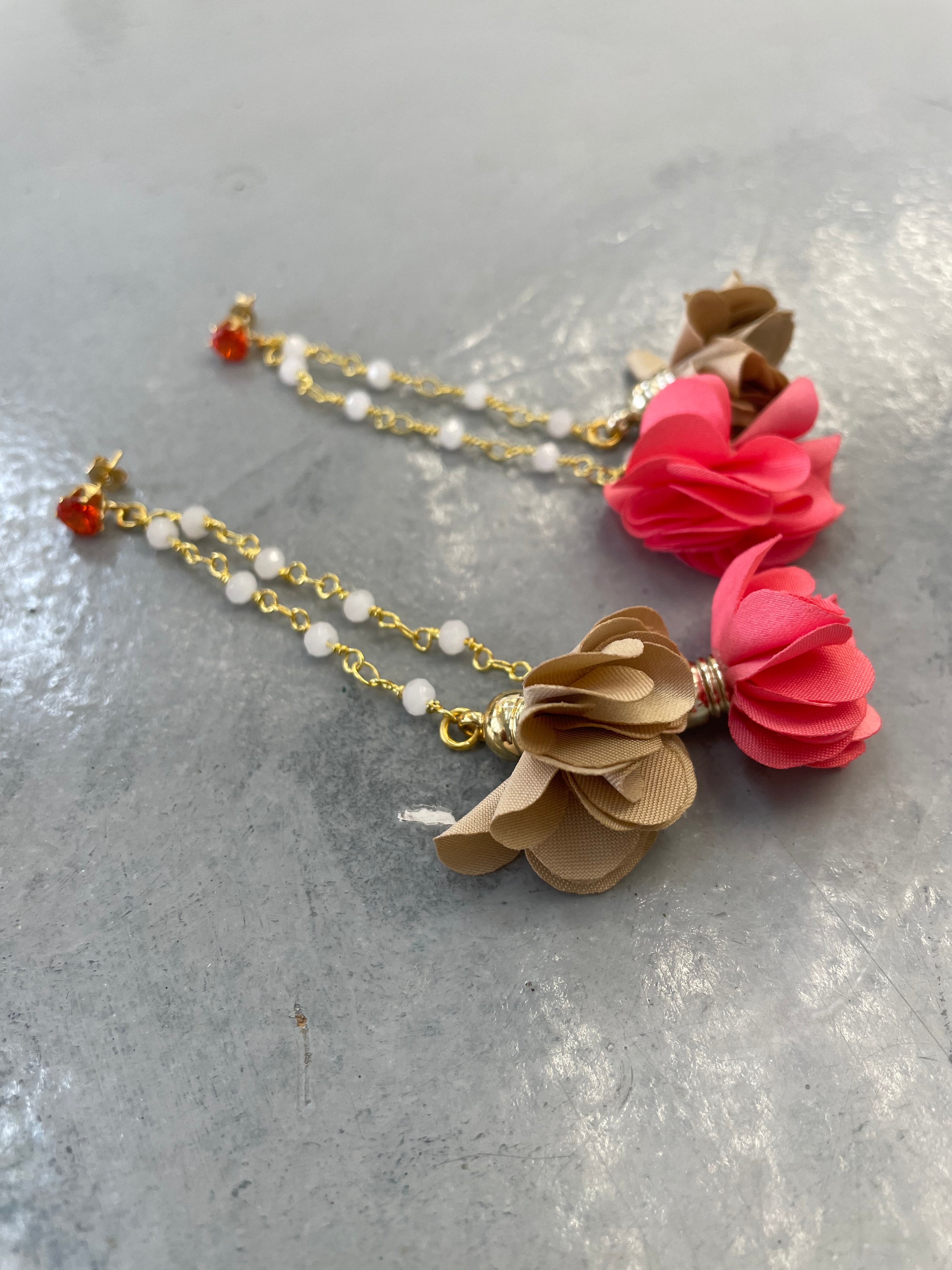 Blóm - Earrings Dark Blue and Peach