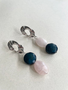 Sample: Rose Quartz & Dark Turquoise Earrings
