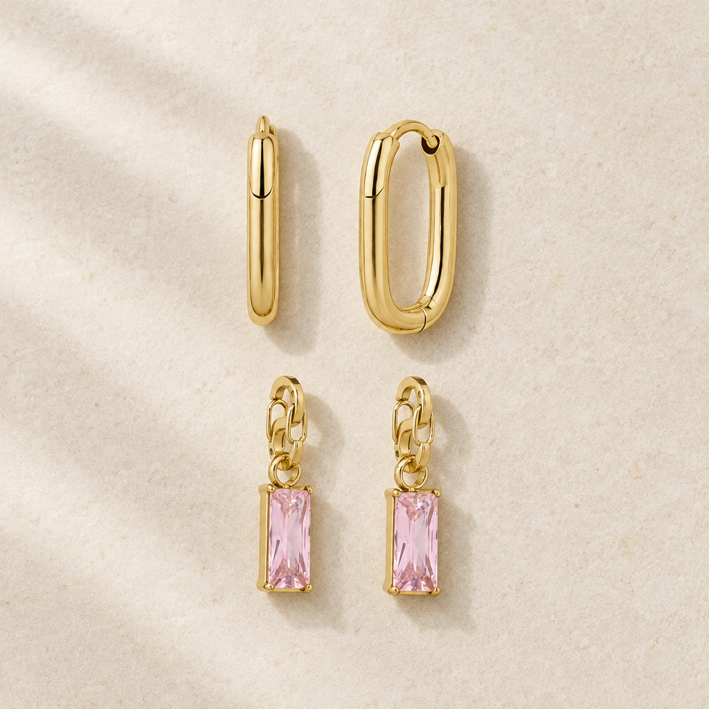 Golden Frame and Pink Charms Set