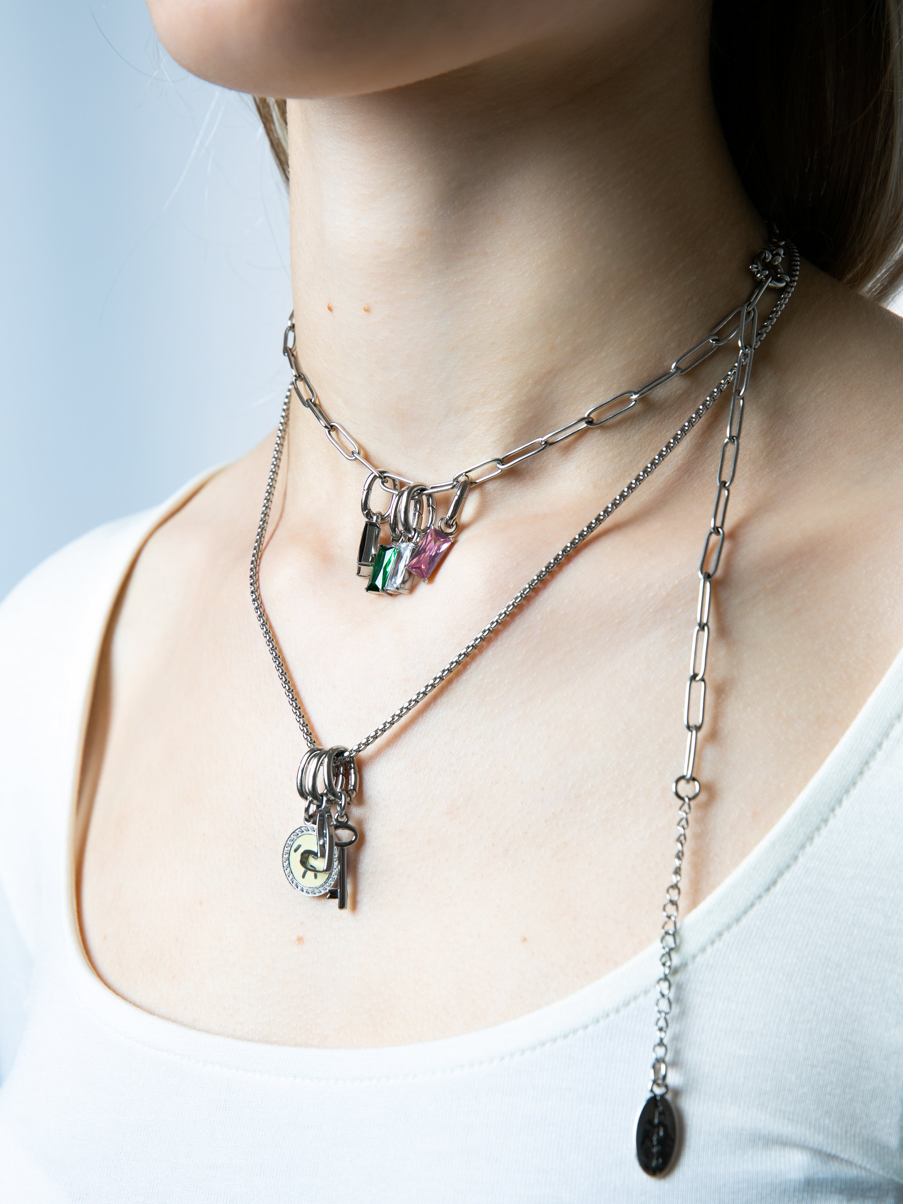 Charm Clip Chain Necklace (Steel)