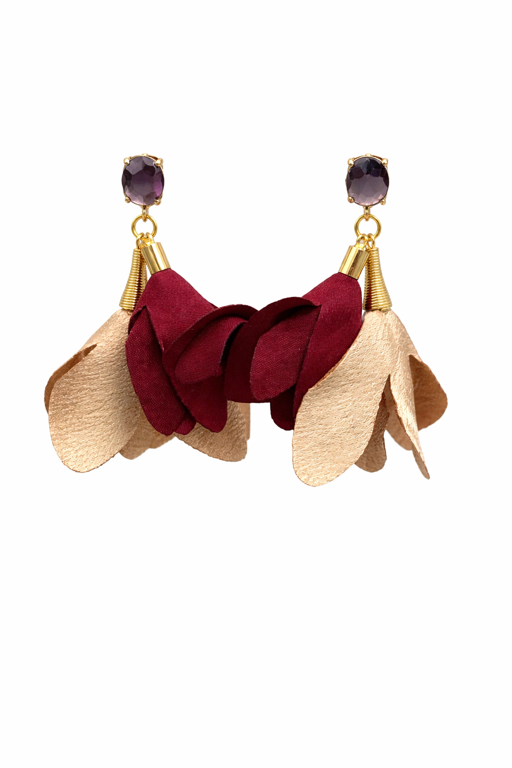 Sample: Blómalokkar Burgundy og beige