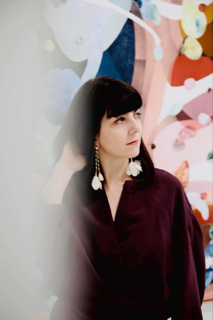 Blóm - Earrings Long White