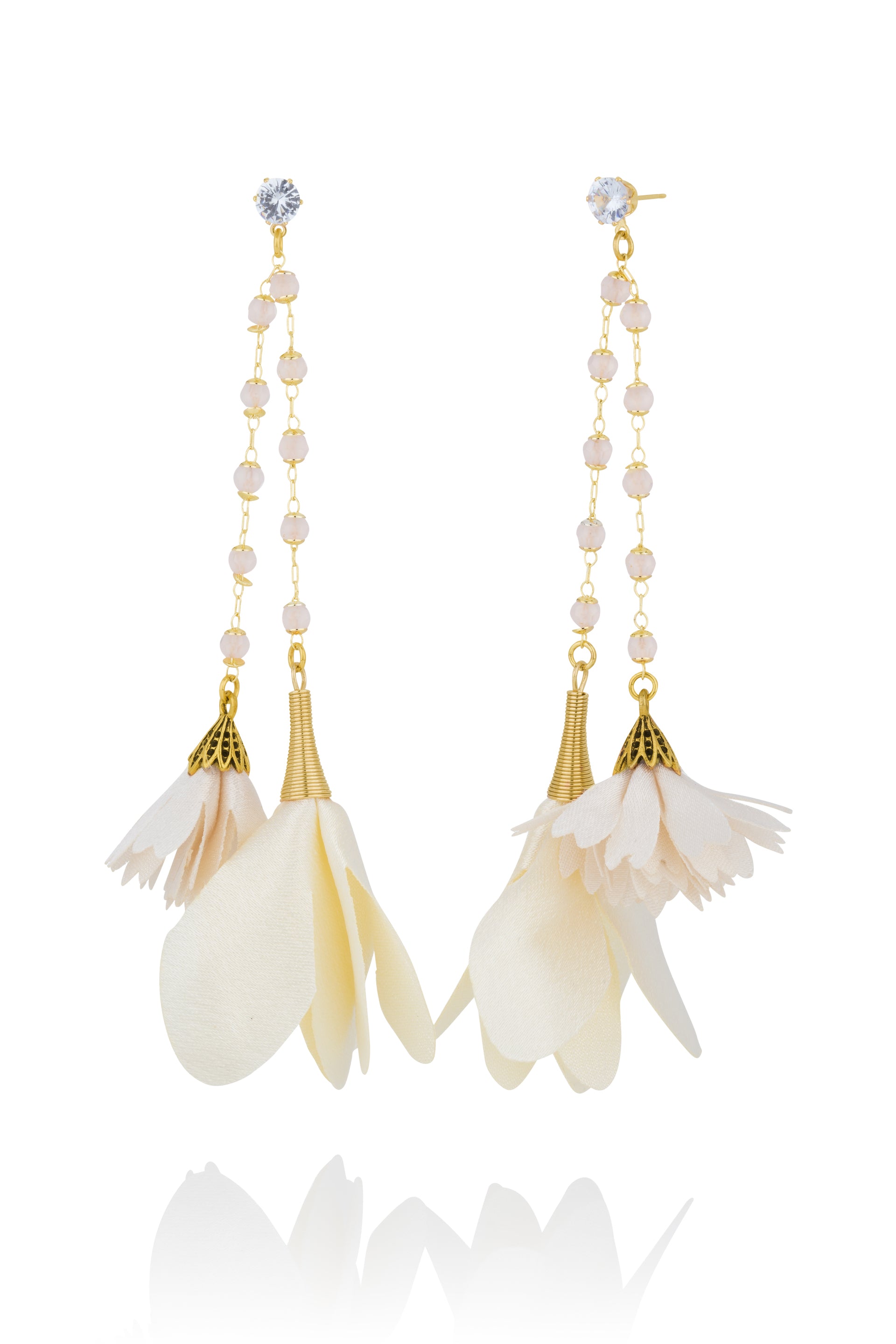 Blóm - Earrings Long White