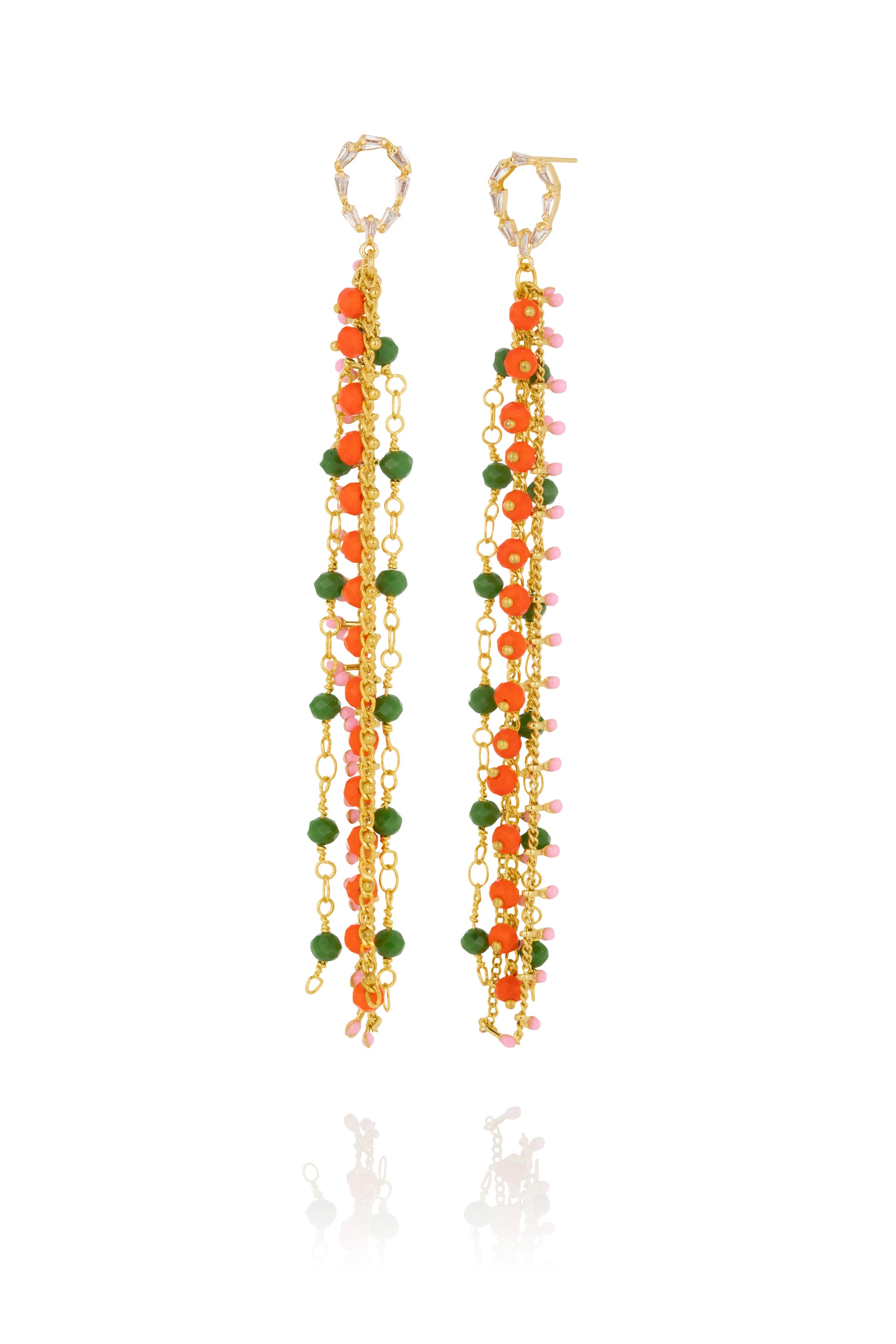 Blóm - Earrings Frill Green, Orange