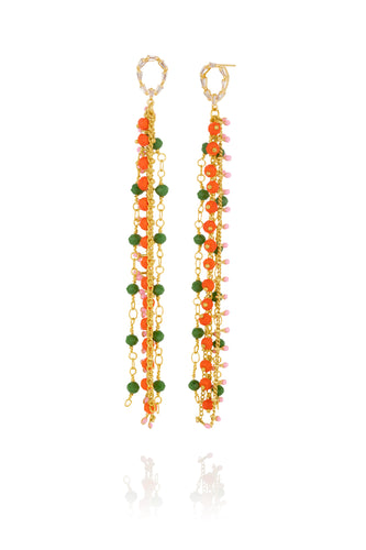 Blóm - Earrings Frill Green, Orange