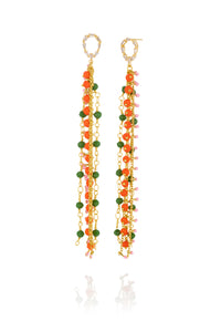 Blóm - Earrings Frill Green, Orange